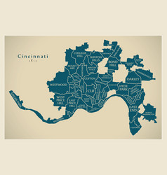 Modern City Map - Cincinnati Ohio City Of The Usa