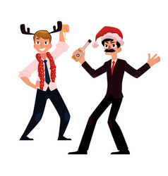 Two Men Businessmen Having Fun Dancing