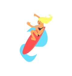 Blond Girl On Surfboard From Above