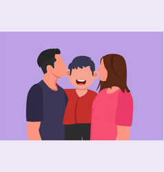 Cartoon Flat Style Drawing Parents Kissing