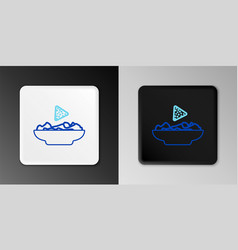 Line Nachos In Plate Icon Isolated On Grey