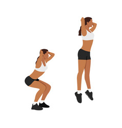 Woman Doing Jump Squats Exercise Flat