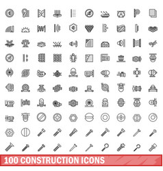 100 Construction Icons Set Outline Style