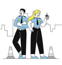 Police Man And Woman Linear