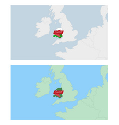 Wales Map With Pin Of Country Capital Two Types