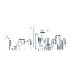 Dallas City Sketch Landscape Line Skyline