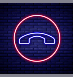 Glowing Neon Line Telephone Handset Icon Isolated