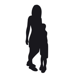 Mom And Child Black Silhouette