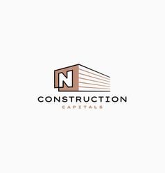 N Letter Construction 3d Perspective Logo Icon