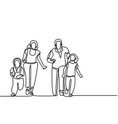 One Continuous Single Line Drawing Happy Family