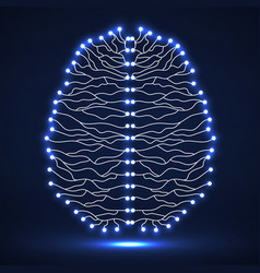 Abstract Human Brain Of Glowing Lines And Dots