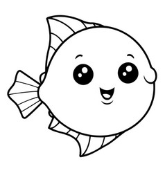 Cute Kawaii Fish Character Isolated On White