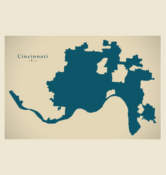 Modern City Map - Cincinnati Ohio City Of The Usa