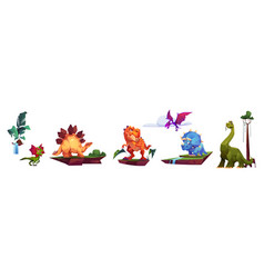 Dinosaur Cartoon Characters Isolated Set