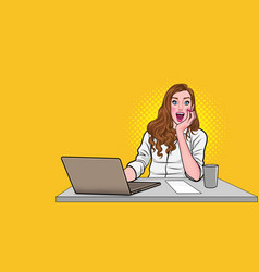 Smiling Business Woman Sitting With Laptop