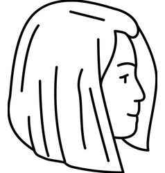 Blunt Bob Hairstyle Line Icon