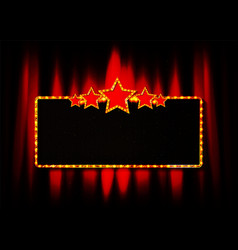 Cinema Theater Curve Sign Red Curtain Light Up