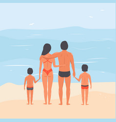 Family On The Beach Spouses With Children At Sea