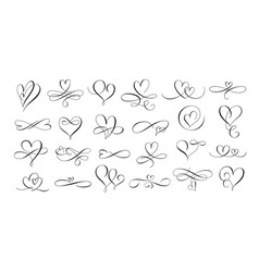 Love Hearts Flourish Calligraphy Hand Drawn Heart