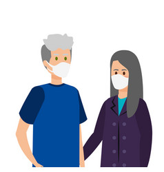 Grandparents Couple Using Face Mask