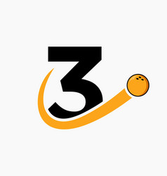 Letter 3 Bowling Logo Bowling Ball Symbol