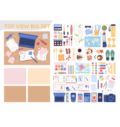 Top View Items 2d Isolated Big Set