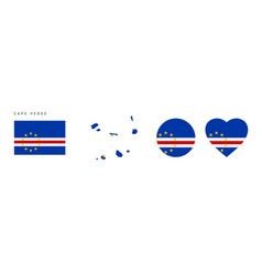 Cape Verde Flag In Different Shapes Icon Set Flat