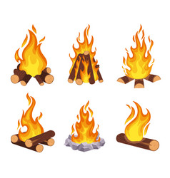 Cartoon Campfire Wood Bonfire Burning Log Outdoor