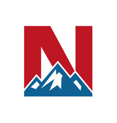 Mount Logo On Letter N Hill Symbol Template