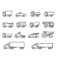 Trucks Line Icons Set