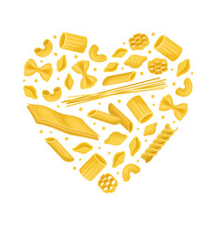 Italian Pasta Banner Dry Macaroni In Heart Shape