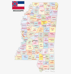 Mississippi administrative map Royalty Free Vector Image