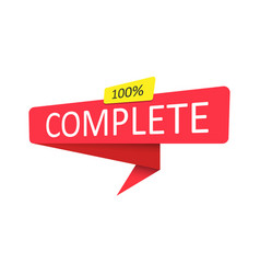 100 Percent Complete A Red Banner Pointer Sticker