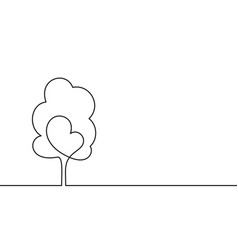 Continuous One Line Drawing Big Tree Nature