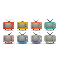 3d Vintage Tv Set Icon Set Retro Tv Icons