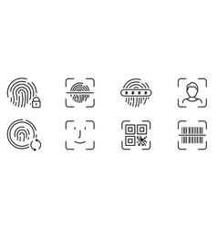 Biometric Identification Line Icon Finger Print