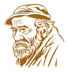 Old Man Thinker Printable Stencil Art