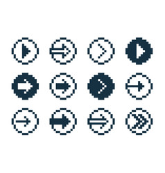 8 Bit Pixel Arrows In Circles Set Icons