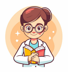 A Smiling Little Girl In Glasses Holding Book