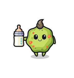 Baby Puke Cartoon Character With Milk Bottle