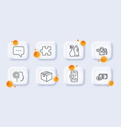 Puzzle People Talking And Writer Line Icons Pack