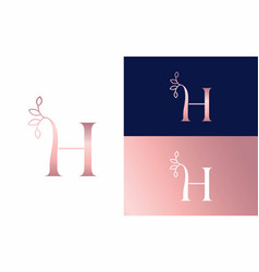 Rose Gold Nature Leaf Crown Beauty Logo Letter H