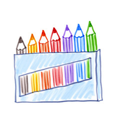 Child Drawing Of Color Pencil Box