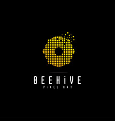 Digital Honey Logo Design Bee Hive Pixel Logo