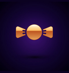 Gold Bow Tie Icon Isolated On Black Background