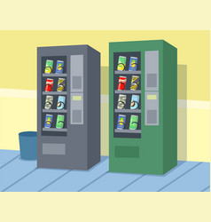 Two Cartoon Vending Machines With Different Drinks