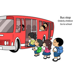 Children Enter The Bus To Go School