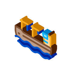 Crane On Boat Isometric Icon