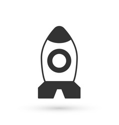 Grey Rocket Ship Toy Icon Isolated On White