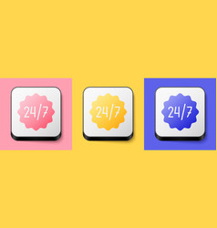 Isometric Clock 24 Hours Icon Isolated On Pink